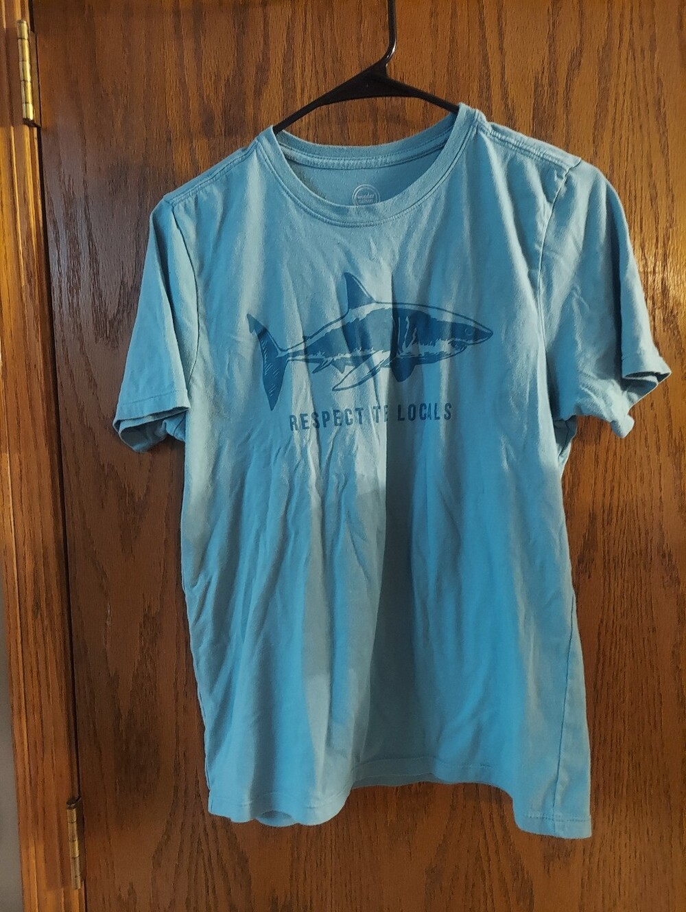 Wonder Nation Boys XL 14-16 Shark Respect The Locals Graphic T-Shirt Light Blue